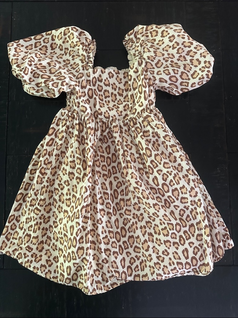 VGUC Janie And Jack Leopard Print Puff Sleeve Dress - Size 8